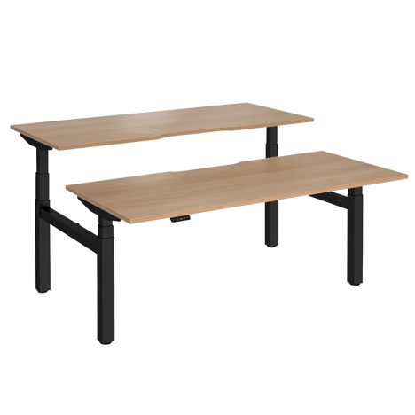 Elev8 Luxe Sit-Stand Back-To-Back Desks - 1800 - Black - Beech