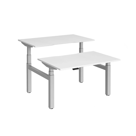 Elev8 Luxe Sit-Stand Back-To-Back Desks - 1200 - Silver - White