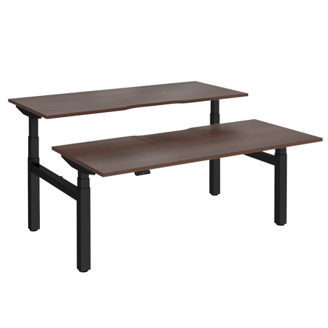 Elev8 Luxe Sit-Stand Back-To-Back Desks - 1800 - Black - Walnut