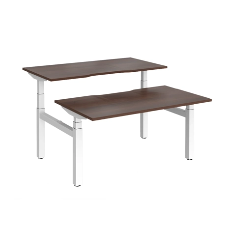 Elev8 Luxe Sit-Stand Back-To-Back Desks - 1400 - White - Walnut