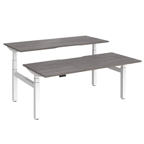Elev8 Luxe Sit-Stand Back-To-Back Desks - 1800 - White - Grey Oak Top