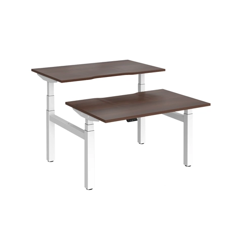 Elev8 Luxe Sit-Stand Back-To-Back Desks - 1200 - White - Walnut