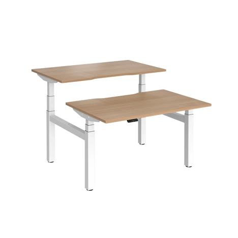 Elev8 Luxe Sit-Stand Back-To-Back Desks - 1200 - White - Beech