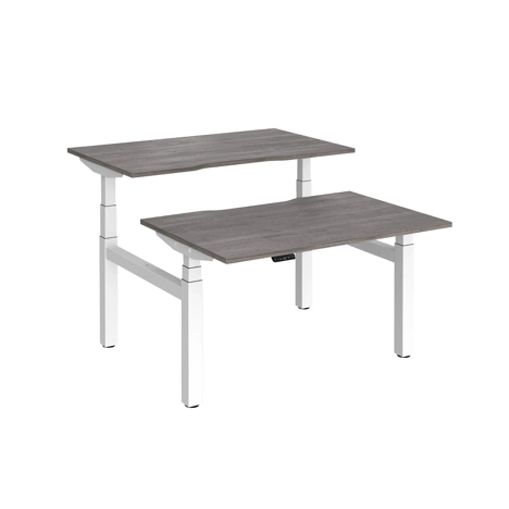 Elev8 Luxe Sit-Stand Back-To-Back Desks - 1200 - White - Grey Oak