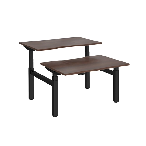Elev8 Luxe Sit-Stand Back-To-Back Desks - 1200 - Black - Walnut