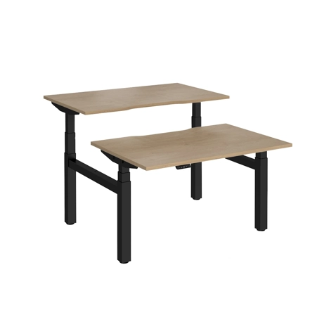 Elev8 Luxe Sit-Stand Back-To-Back Desks - 1200 - Black - Kendal Oak