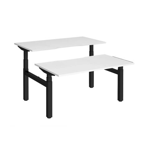 Elev8 Luxe Sit-Stand Back-To-Back Desks - 1400 - Black - White