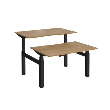 Elev8 Luxe Sit-Stand Back-To-Back Desks - 1200 - Black - Oak