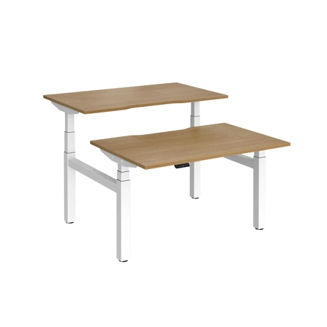 Elev8 Luxe Sit-Stand Back-To-Back Desks - 1200 - White - Oak