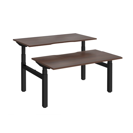 Elev8 Luxe Sit-Stand Back-To-Back Desks - 1400 - Black - Walnut