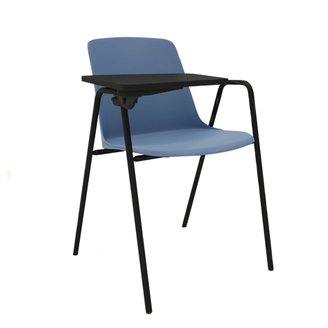 UNO Conference Chair with Armrest and Writing Tablet (Right Hand Only) - Blue