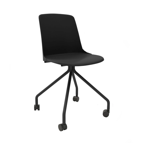 UNO Quad Base Conference Chair with Colour Matched Frame - Black with Black Frame
