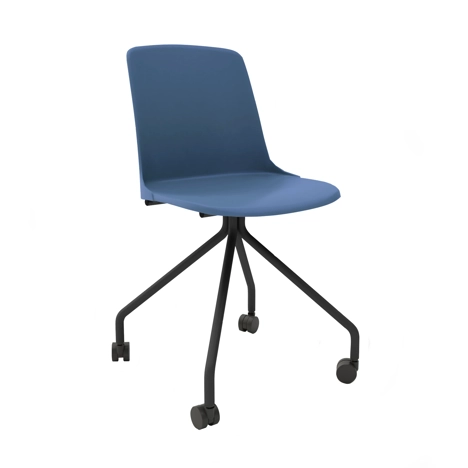 UNO Quad Base Conference Chair with Colour Matched Frame - Blue with Black Frame