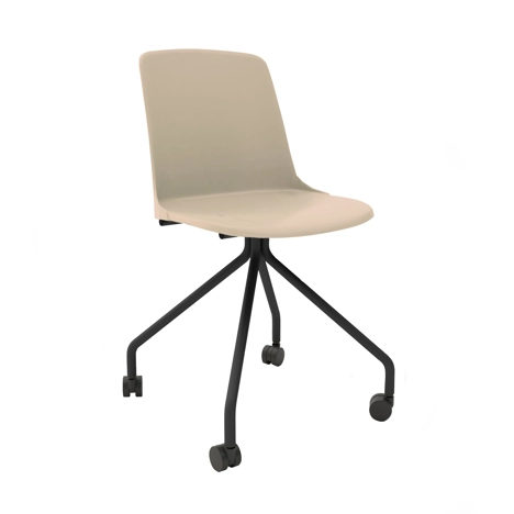 UNO Quad Base Conference Chair with Colour Matched Frame - Ivory with Black Frame