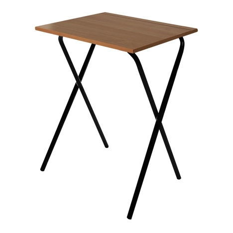 Folding Frame Exam Desk - W450 x D600 x H710mm - Black Legs - Aida Walnut