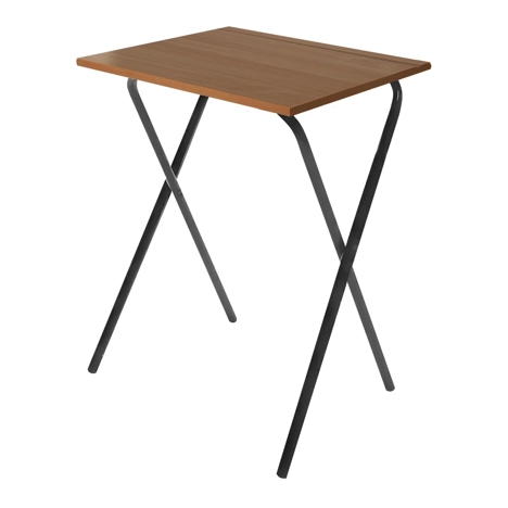Folding Frame Exam Desk - W525 x D600 x H710mm - Dark Grey Legs - Aida Walnut