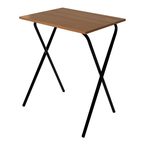 Folding Frame Exam Desk - W600 x D600 x H710mm - Black Legs - Aida Walnut