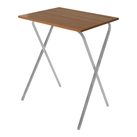 Folding Frame Exam Desk - W600 x D600 x H710mm - Light Grey Legs - Aida Walnut