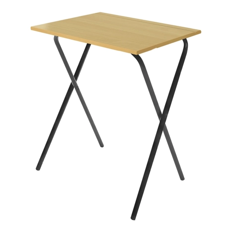 Folding Frame Exam Desk - W600 x D600 x H710mm - Dark Grey Legs - Dorset Oak