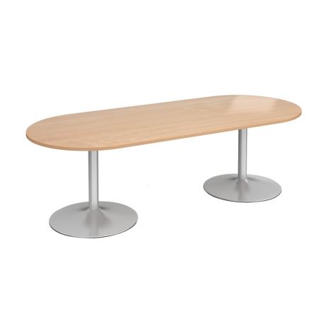 Trumpet Base Radial End Boardroom Table - Silver - Beech