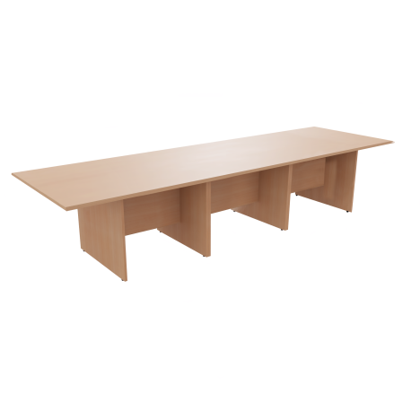 Rectangular Conference Tables with Straight Modesty Panel and Panel End Leg - 3600mm - Beech