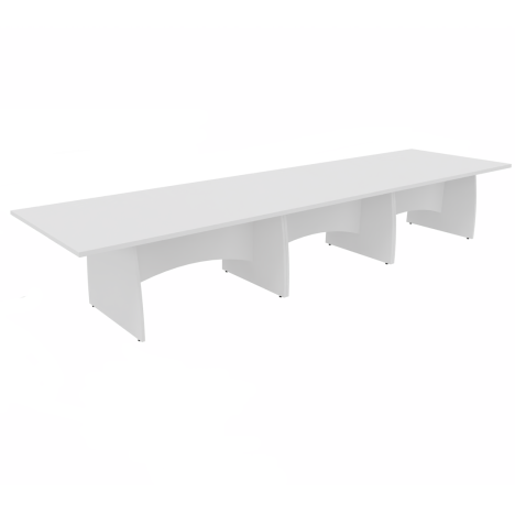Platinum Range - Rectangular Conference Tables with Shaped Modesty Panel & Legs - 4500mm - White