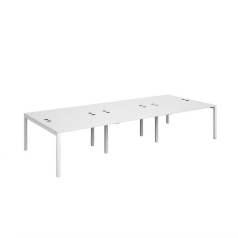 Connex Triple Back to Back Desks - 3600 - White Frame - White
