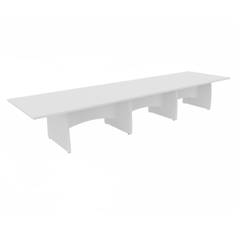Platinum Range - Rectangular Conference Tables with Shaped Modesty Panel & Legs - 4800mm - White
