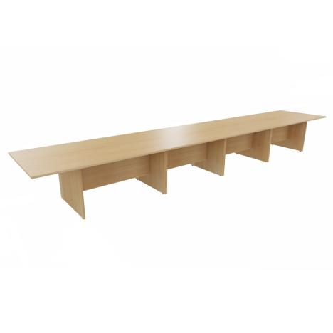 Rectangular Conference Tables with Straight Modesty Panel and Panel End Leg - 6000mm - Oak