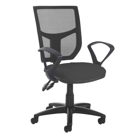 Altino Mesh Back Operator Chair - Black Base - Fixed Arms - Black