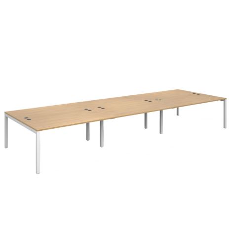 Connex Triple Back to Back Desks - 4800 - White Frame - Oak