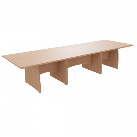 Platinum Range - Rectangular Conference Tables with Shaped Modesty Panel & Legs - 3600mm - Beech
