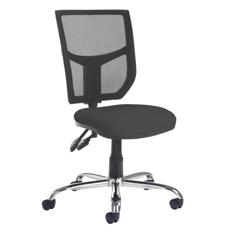 Altino Mesh Back Operator Chair - Chrome Base - No Arms - Black