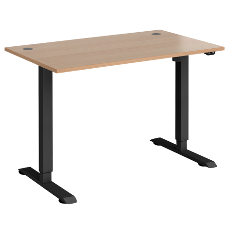 Electric Ergonomic Sit-Stand Workstation - 1400 - Black Frame - Beech