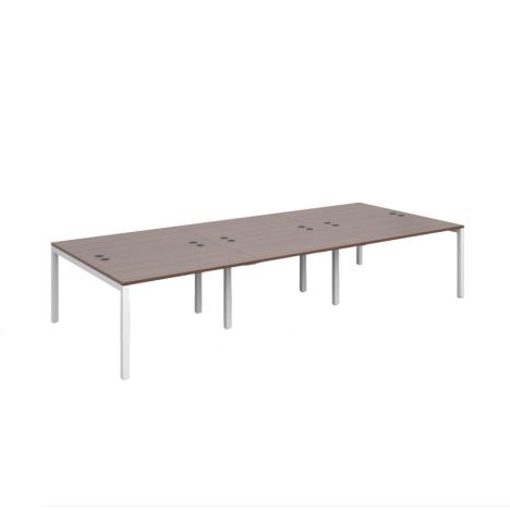Connex Triple Back to Back Desks - 3600 - White Frame - Walnut