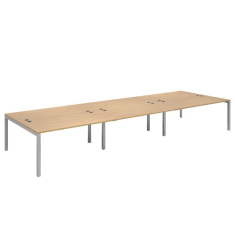 Connex Triple Back to Back Desks - 4800 - Silver Frame - Oak