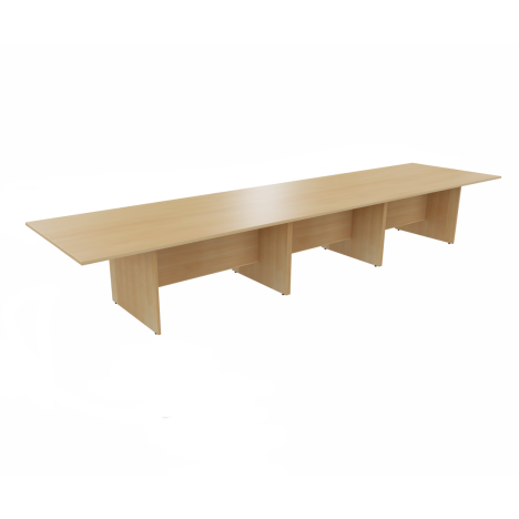 Rectangular Conference Tables with Straight Modesty Panel and Panel End Leg - 4800mm - Oak