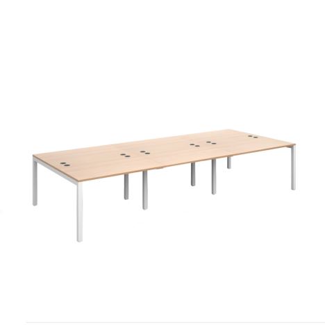 Connex Triple Back to Back Desks - 3600 - White Frame - Beech