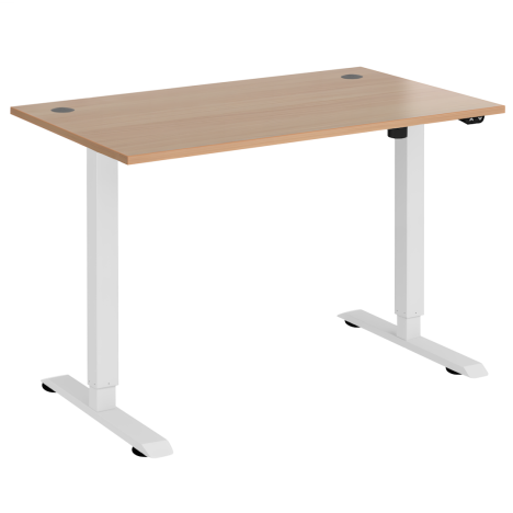 Electric Ergonomic Sit-Stand Workstation - 1400 - White Frame - Oak