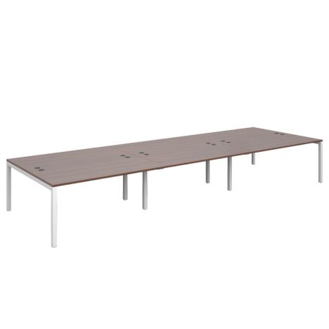 Connex Triple Back to Back Desks - 4800 - White Frame - Walnut