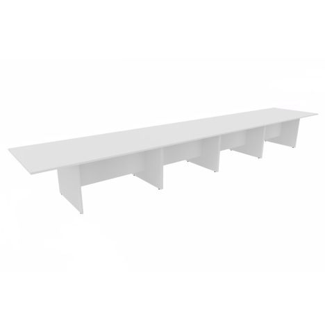 Rectangular Conference Tables with Straight Modesty Panel and Panel End Leg - 6000mm - White