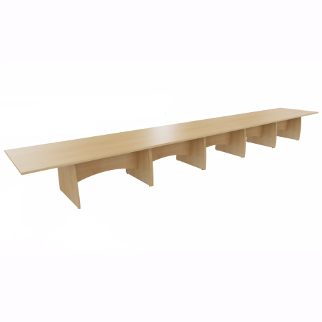 Platinum Range - Rectangular Conference Tables with Shaped Modesty Panel & Legs - 7500mm - Oak