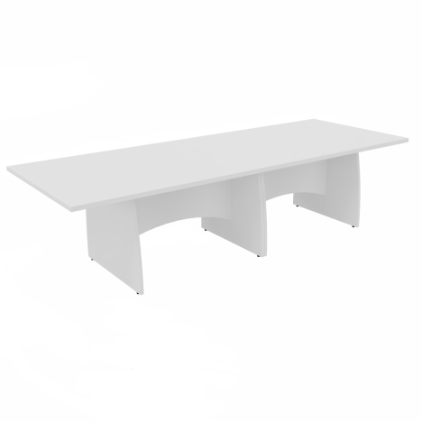 Platinum Range - Rectangular Conference Tables with Shaped Modesty Panel & Legs - 3000mm -  White