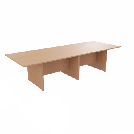 Rectangular Conference Tables with Straight Modesty Panel and Panel End Leg - 3000mm - Beech