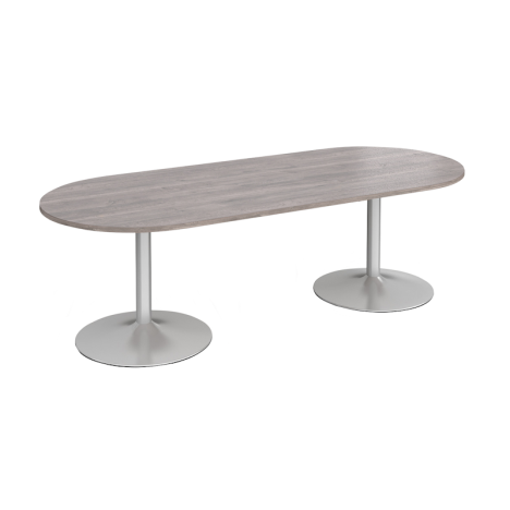 Trumpet Base Radial End Boardroom Table - Silver - Gray Oak