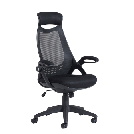 Tuscan High Back Mesh Managers Chair with Head Support - Black Mesh