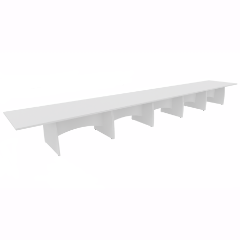 Platinum Range - Rectangular Conference Tables with Shaped Modesty Panel & Legs - 7500mm - White