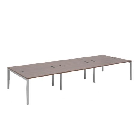 Connex Triple Back to Back Desks - 4200 - Silver Frame - Walnut