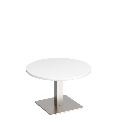Brescia Circular Coffee Table - Brushed Steel - White