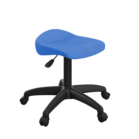 Titan Swivel Junior Stool with Plastic Base and Castors - Blue